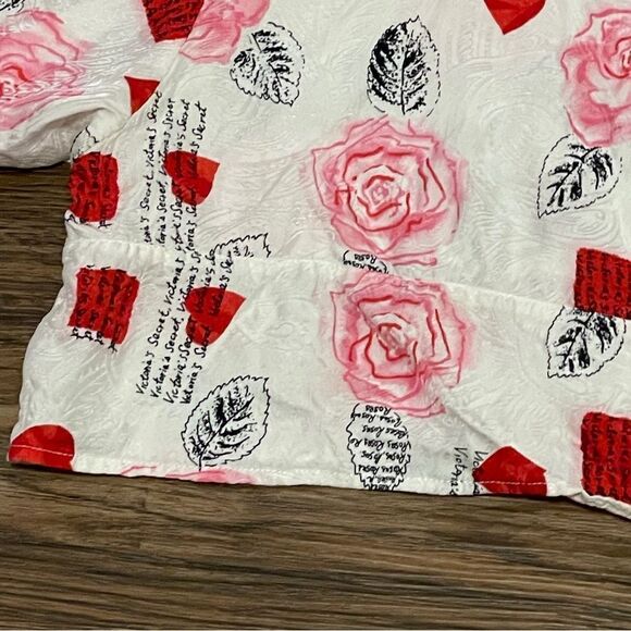 Vintage Victoria’s Secret Gold Label Cropped Silk Top White Pink Red Size Large - Picture 4 of 10